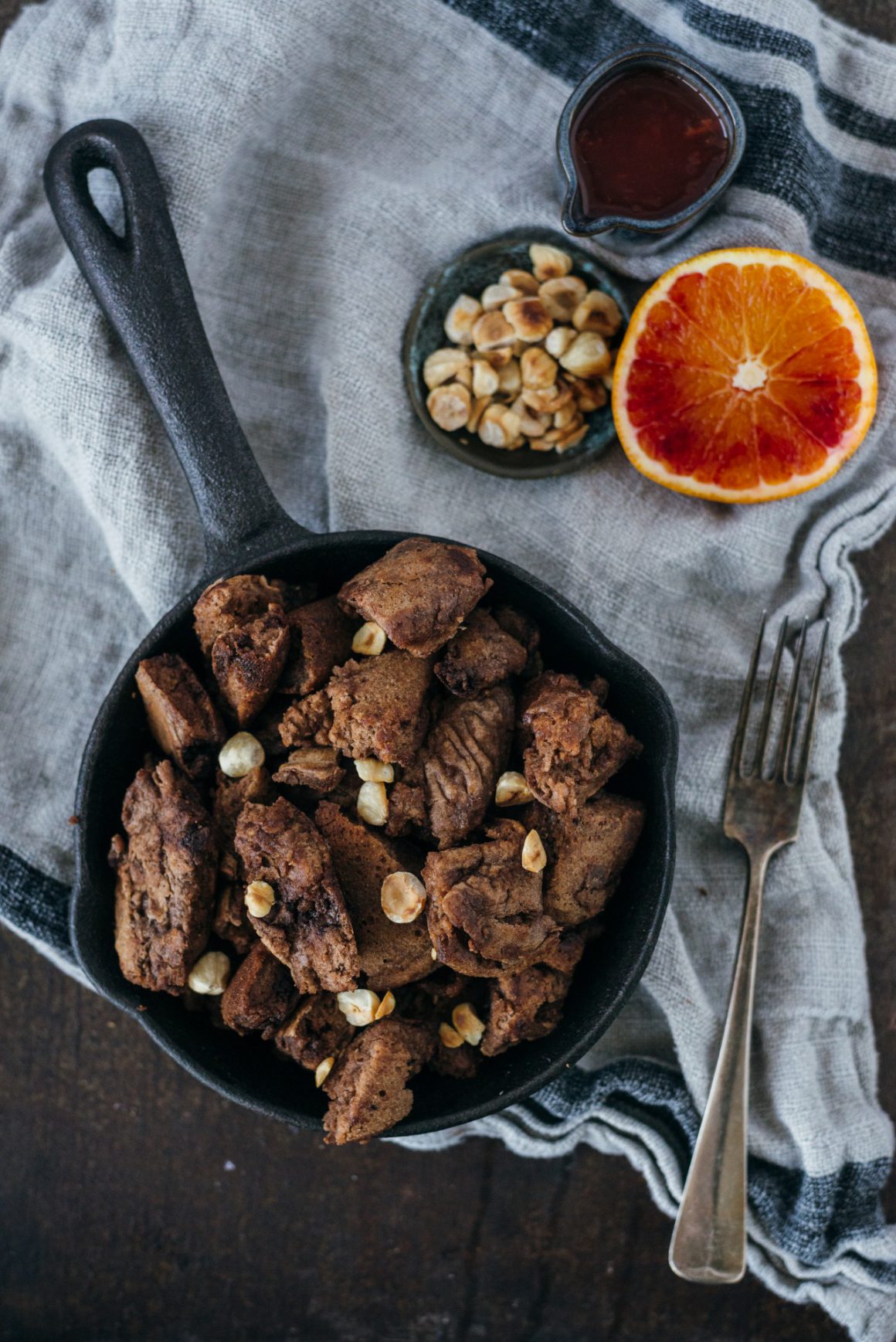 Kaiserschmarrn met chocolade en bloedsinaasappelsiroop