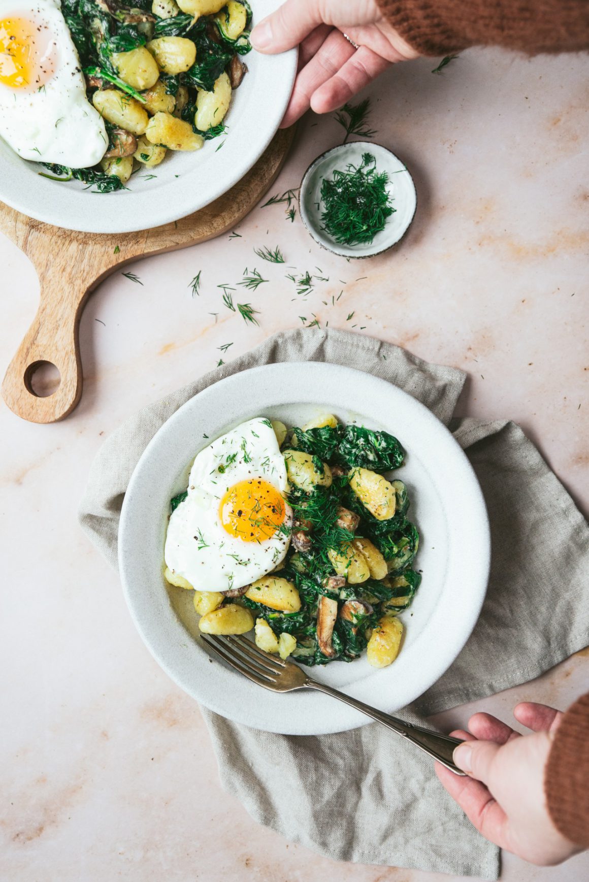 Romige gnocchi met spinazie, shiitake en ei2