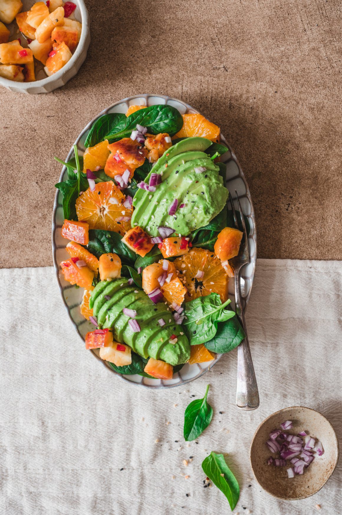 Salade met spinazie en sinaasappel