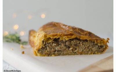 Vegetarische strudel van champignons en linzen