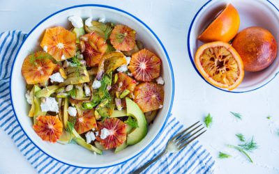 Frisse salade van bloedsinaasappel en venkel