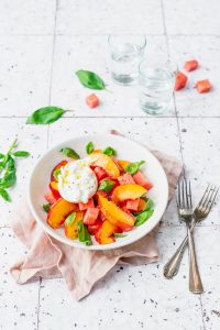 salade met watermeloen en nectarine