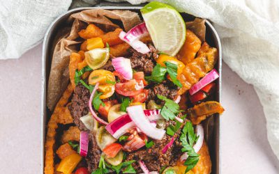 Mexicaanse Loaded fries met gehakt van champignons