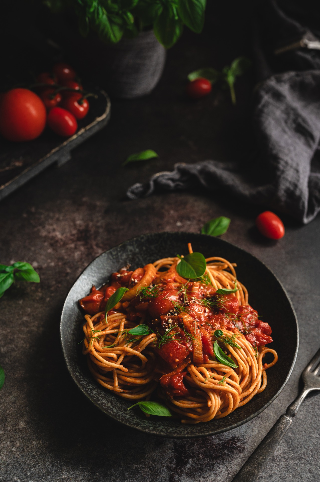 spaghetti met venkel-cherrytomatensaus